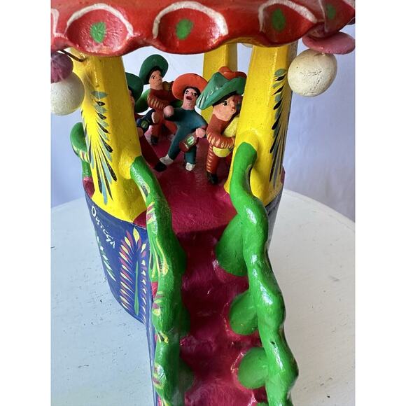 Gerardo Ortega Signed Carousel Vintage Mexican Folk Art Pottery - Picture 12 of 16